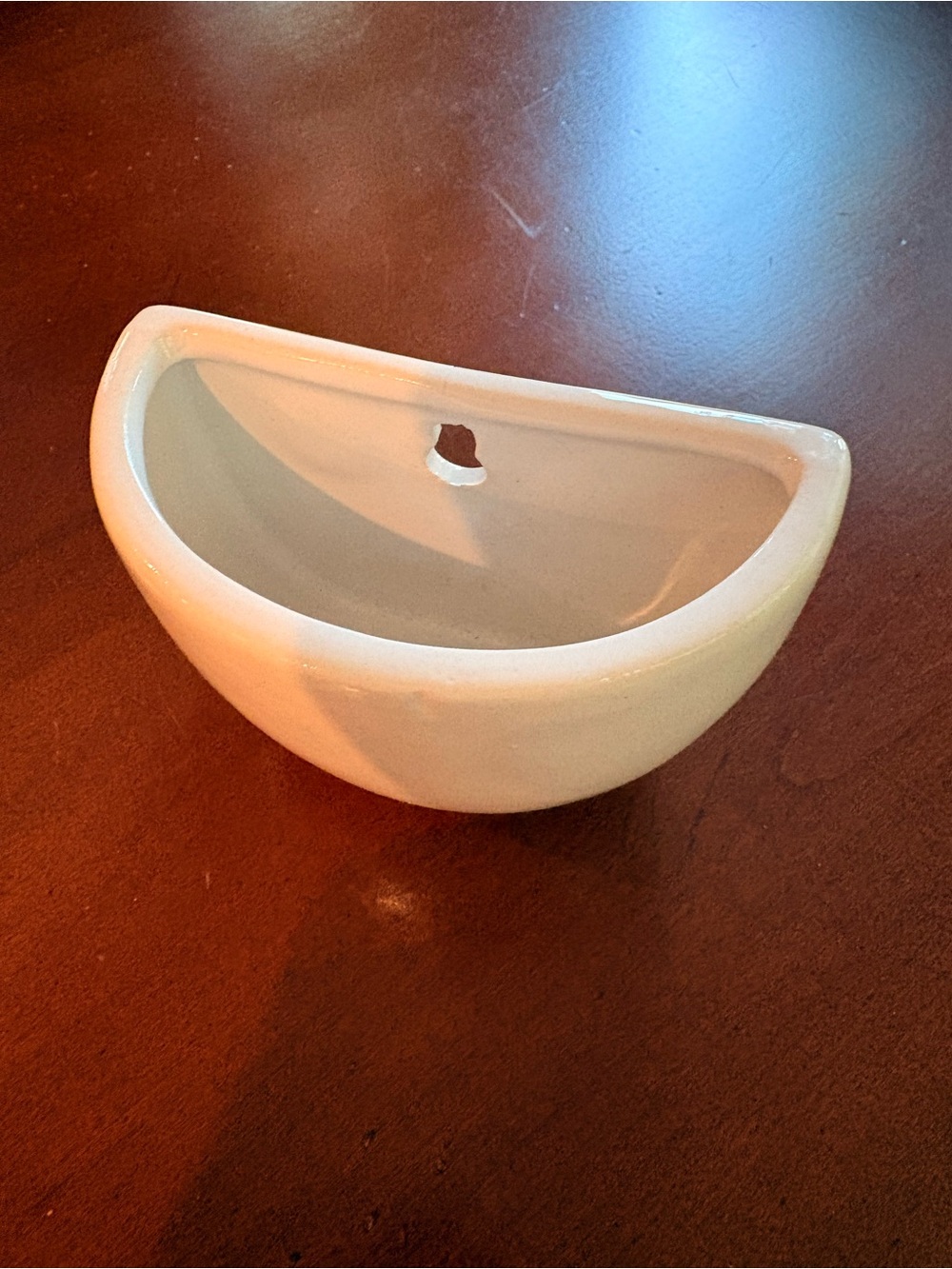 Ceramic Half-Moon Wall Pocket in White
